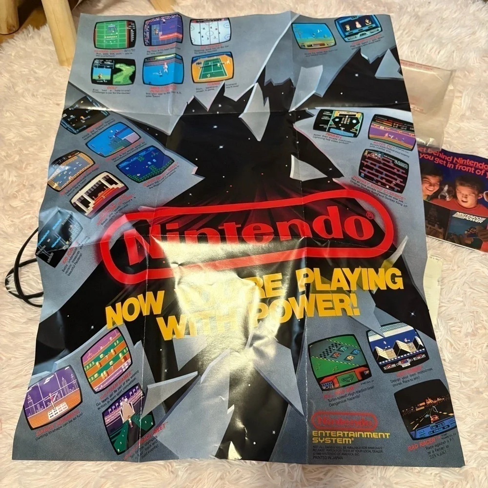 Nintendo Entertainment System Console W/ Controller & Cords Poster NES Vintage